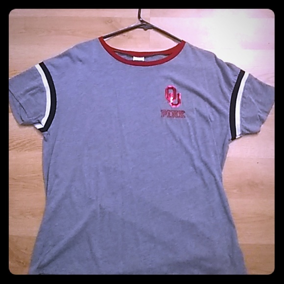T-shirt Victoria's Secret PINK Oklahoma Sooners - Taille Large Femme, Manches Courtes, Rouge, Neuf Avec étiquette
